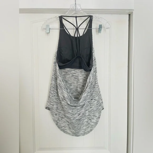 Lululemon Athletica Gray and White Built-In Bra Tank Top - Picture 2 of 5